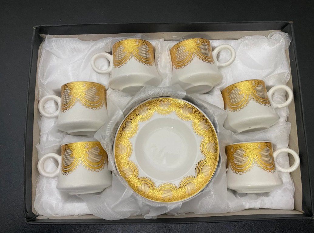 Ceramic Turkish Coffee flower Design Set for 6