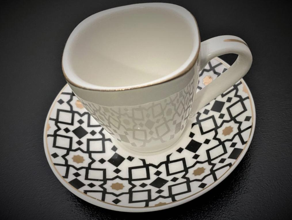 Ceramic Turkish Coffee Diamond Design Set for 6