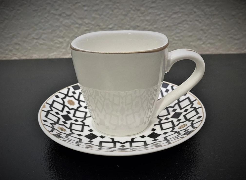 Ceramic Turkish Coffee Diamond Design Set for 6