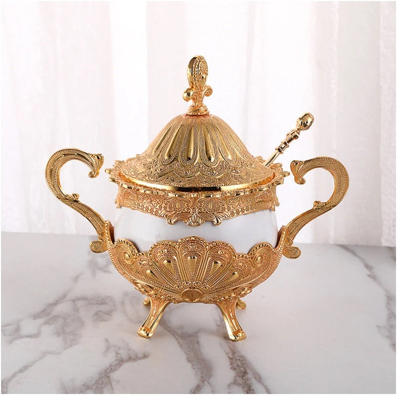 Peacock Design Sugar/Coffee Creamer Bowl Large Size
